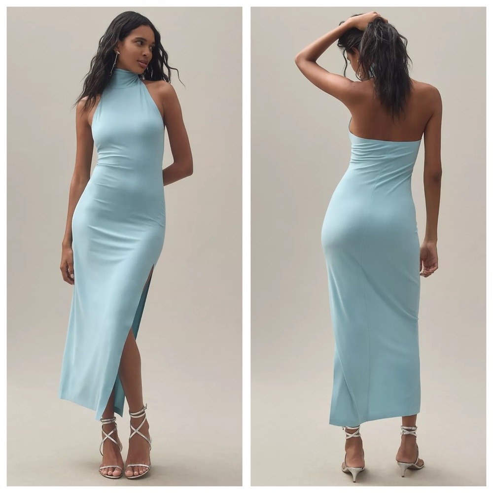 Norma Kamali Light Blue Midi Dress